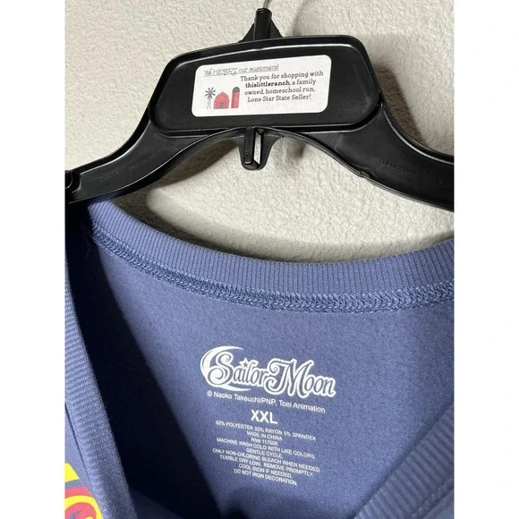 Sailor Moon Pullover Sweatshirt Blue Long Sleeve Soft Anime Manga Size 2X - Picture 4 of 4